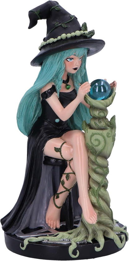 Nemesis Now Sage Sugar and Spice Figurine 17.5cm, Resin, Black/Green, Nature-Inspired Witch Crystal Ball Ornament, Ethereal Witch in Nature Figurine, Cast in the Finest Resin, Expertly Hand-Painted