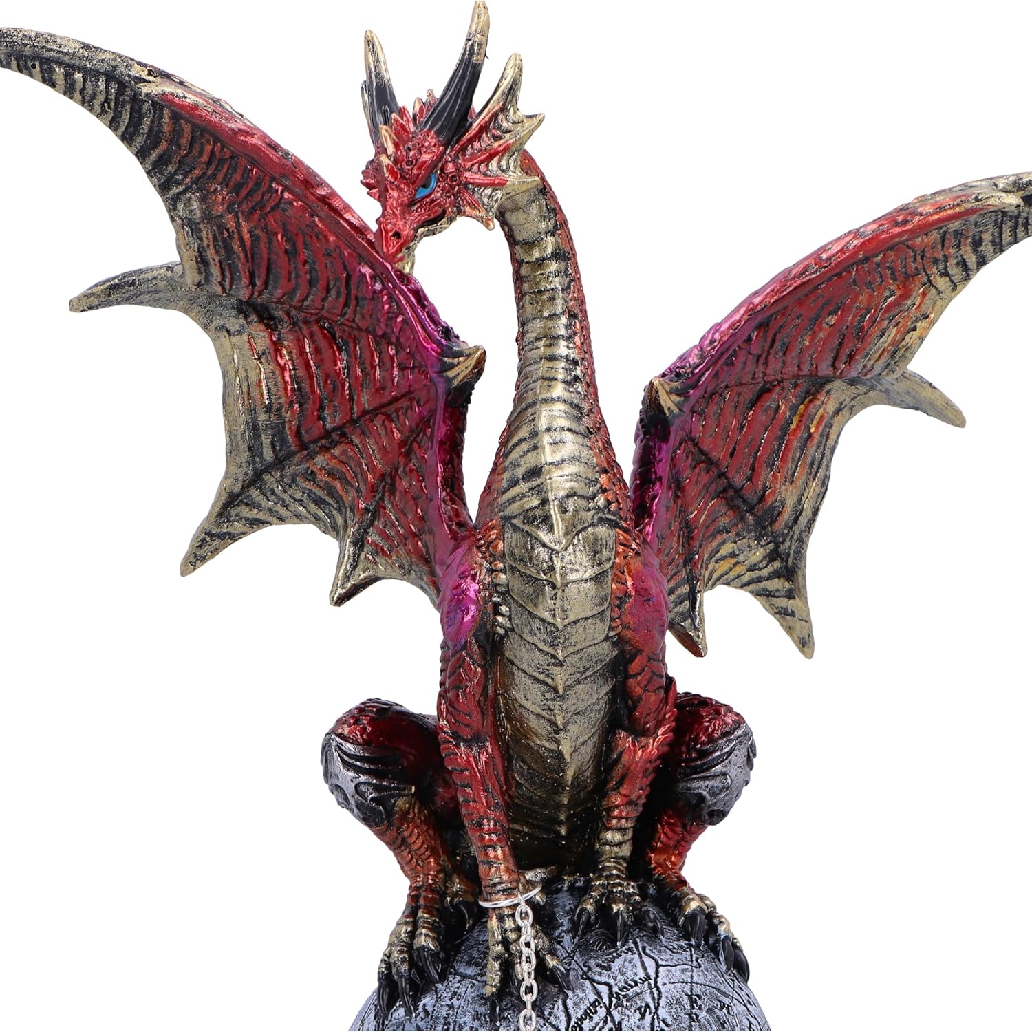 Nemesis Now Fate of the World Figurine 23cm, Resin, Red/Gold, Wiccan Dragon Figure, Red Dragon on Skull and Book Ornament, Gothic Dragon Giftware, Cast in the Finest Resin, Expertly Hand-Painted