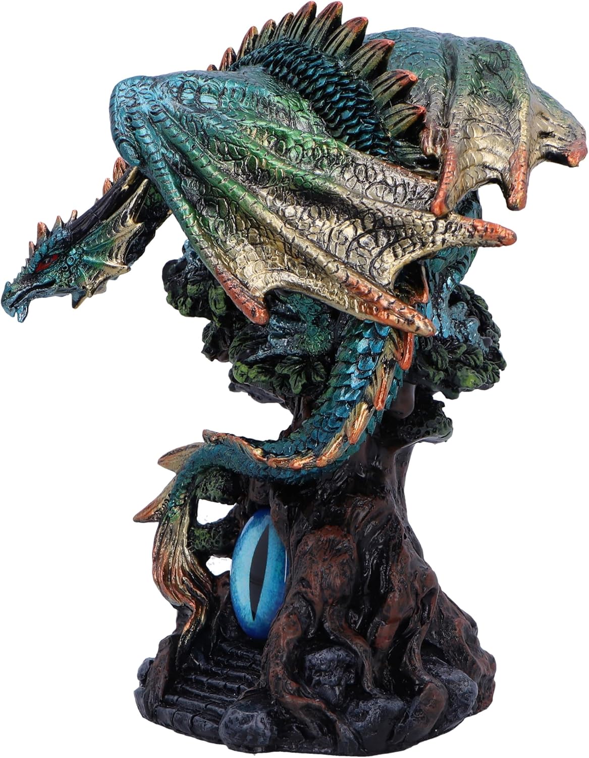 Nemesis Now Forest Seer Figurine 16cm, Resin, Blue/Green, Dragon on Tree Spirit Figure, Turquoise Dragon Ornament, Collectable Dragon Giftware, Cast in the Finest Resin, Expertly Hand-Painted