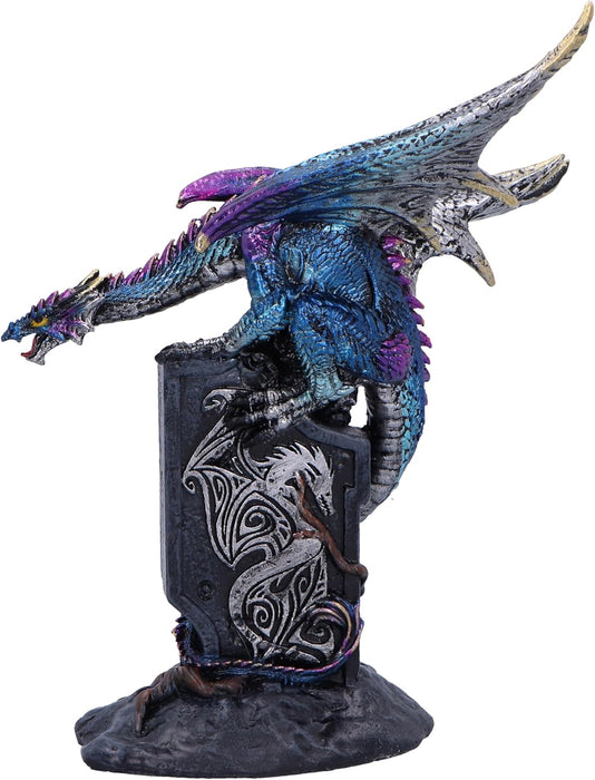 Nemesis Now Draconic Sigil 17.5cm, Resin, Blue, Blue Dragon on Gravestone Figure, Glimmering Blue Dragon Ornament, Collectable Dragon Giftware, Cast in the Finest Resin, Expertly Hand-Painted