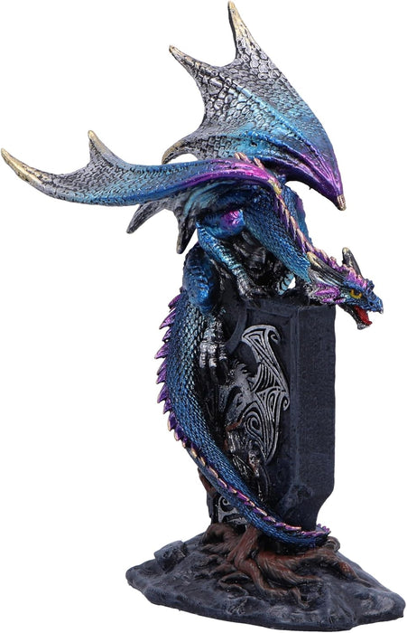Nemesis Now Draconic Sigil 17.5cm, Resin, Blue, Blue Dragon on Gravestone Figure, Glimmering Blue Dragon Ornament, Collectable Dragon Giftware, Cast in the Finest Resin, Expertly Hand-Painted
