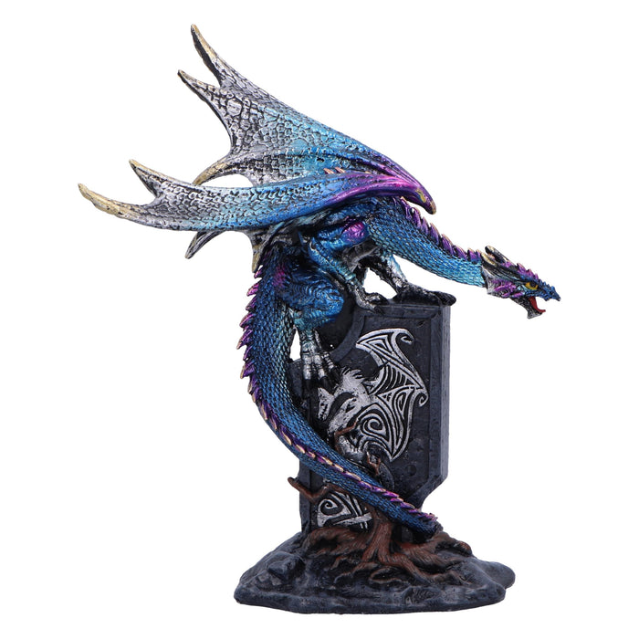 Nemesis Now Draconic Sigil 17.5cm, Resin, Blue, Blue Dragon on Gravestone Figure, Glimmering Blue Dragon Ornament, Collectable Dragon Giftware, Cast in the Finest Resin, Expertly Hand-Painted