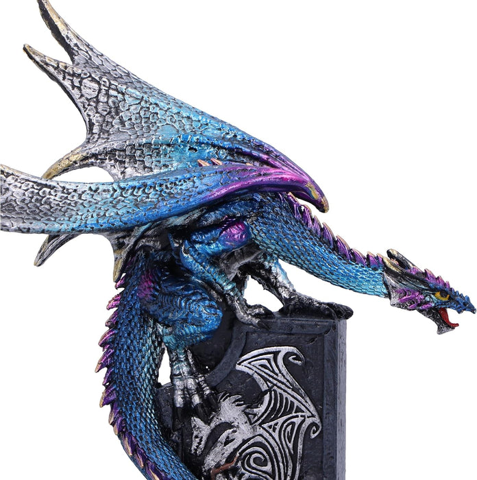 Nemesis Now Draconic Sigil 17.5cm, Resin, Blue, Blue Dragon on Gravestone Figure, Glimmering Blue Dragon Ornament, Collectable Dragon Giftware, Cast in the Finest Resin, Expertly Hand-Painted