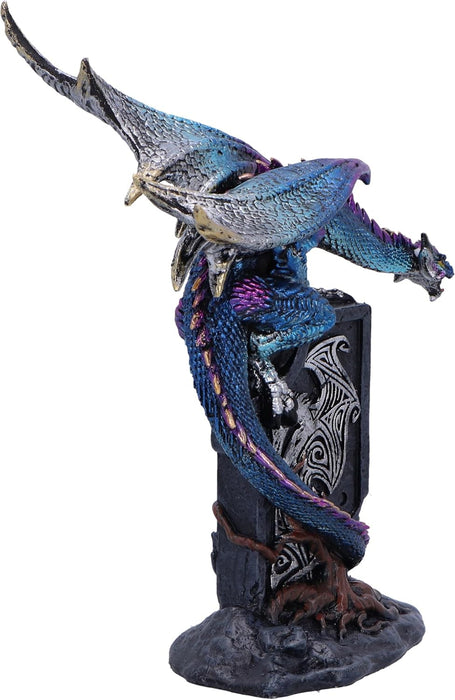 Nemesis Now Draconic Sigil 17.5cm, Resin, Blue, Blue Dragon on Gravestone Figure, Glimmering Blue Dragon Ornament, Collectable Dragon Giftware, Cast in the Finest Resin, Expertly Hand-Painted