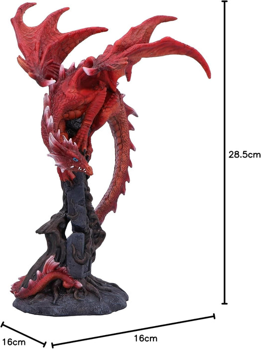 Nemesis Now Draconic Roots Figurine 28.5cm, Resin, Red, Red Dragon on Stone Figure, Red Dragon Ornament, Collectable Dragon Giftware, Cast in the Finest Resin, Expertly Hand-Painted
