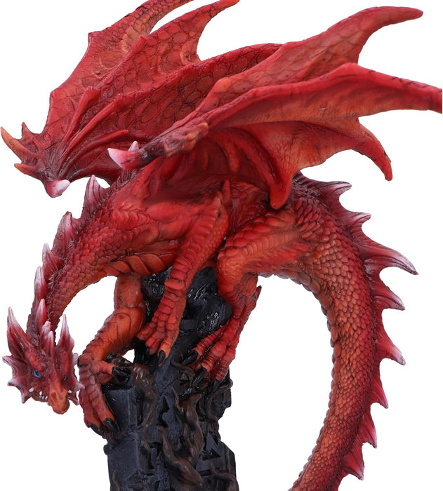 Nemesis Now Draconic Roots Figurine 28.5cm, Resin, Red, Red Dragon on Stone Figure, Red Dragon Ornament, Collectable Dragon Giftware, Cast in the Finest Resin, Expertly Hand-Painted
