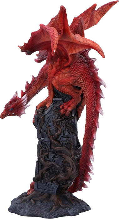 Nemesis Now Draconic Roots Figurine 28.5cm, Resin, Red, Red Dragon on Stone Figure, Red Dragon Ornament, Collectable Dragon Giftware, Cast in the Finest Resin, Expertly Hand-Painted