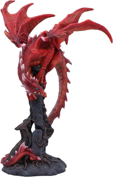 Nemesis Now Draconic Roots Figurine 28.5cm, Resin, Red, Red Dragon on Stone Figure, Red Dragon Ornament, Collectable Dragon Giftware, Cast in the Finest Resin, Expertly Hand-Painted