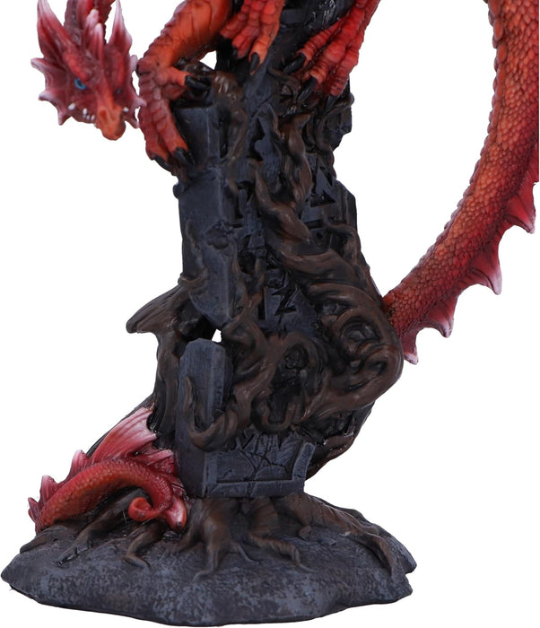 Nemesis Now Draconic Roots Figurine 28.5cm, Resin, Red, Red Dragon on Stone Figure, Red Dragon Ornament, Collectable Dragon Giftware, Cast in the Finest Resin, Expertly Hand-Painted