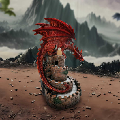 Crimson Keep Red Dragon Backflow Incense Burner 22Cm