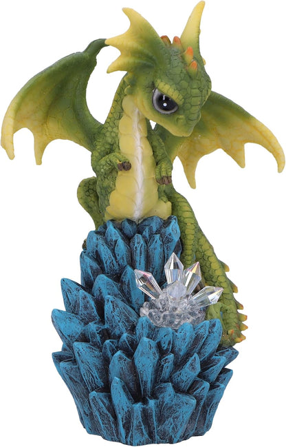 Nemesis Now Crystal Peak Figurine 18cm, Resin, Green, Dragonling on Light Up Crystals Figure, Collectable Green Dragonling Ornament, LED Light, Cast in the Finest Resin, Expertly Hand-Painted