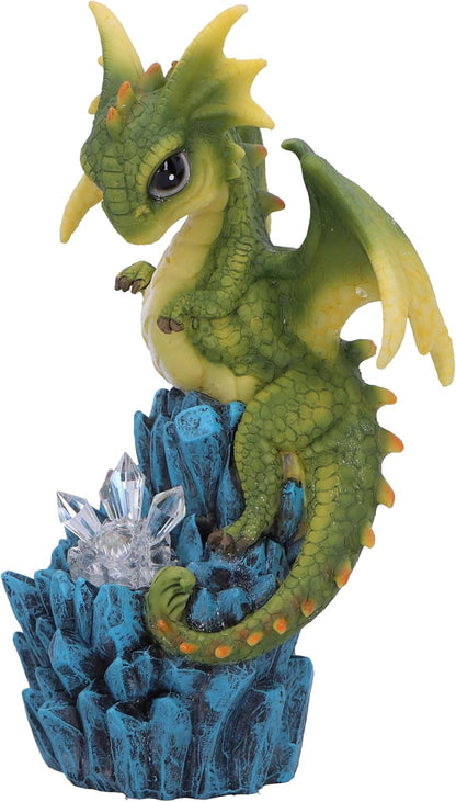 Nemesis Now Crystal Peak Figurine 18cm, Resin, Green, Dragonling on Light Up Crystals Figure, Collectable Green Dragonling Ornament, LED Light, Cast in the Finest Resin, Expertly Hand-Painted