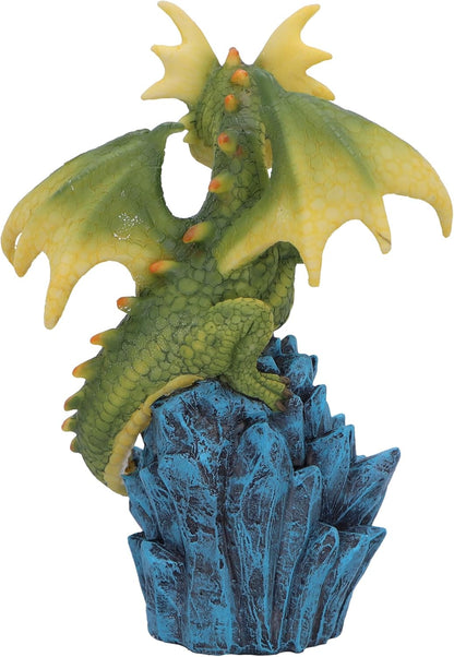 Nemesis Now Crystal Peak Figurine 18cm, Resin, Green, Dragonling on Light Up Crystals Figure, Collectable Green Dragonling Ornament, LED Light, Cast in the Finest Resin, Expertly Hand-Painted