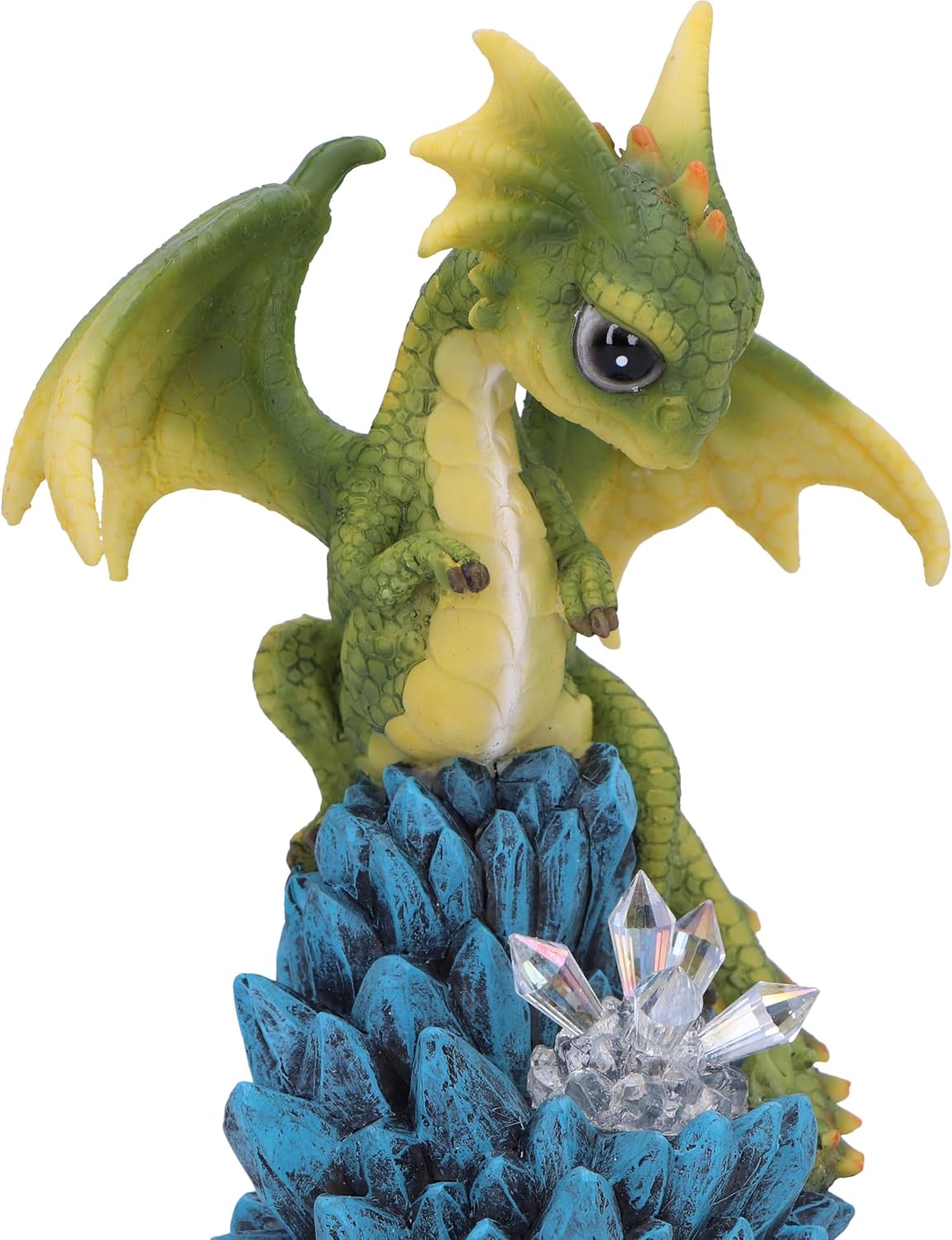 Nemesis Now Crystal Peak Figurine 18cm, Resin, Green, Dragonling on Light Up Crystals Figure, Collectable Green Dragonling Ornament, LED Light, Cast in the Finest Resin, Expertly Hand-Painted