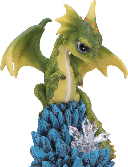 Nemesis Now Crystal Peak Figurine 18cm, Resin, Green, Dragonling on Light Up Crystals Figure, Collectable Green Dragonling Ornament, LED Light, Cast in the Finest Resin, Expertly Hand-Painted