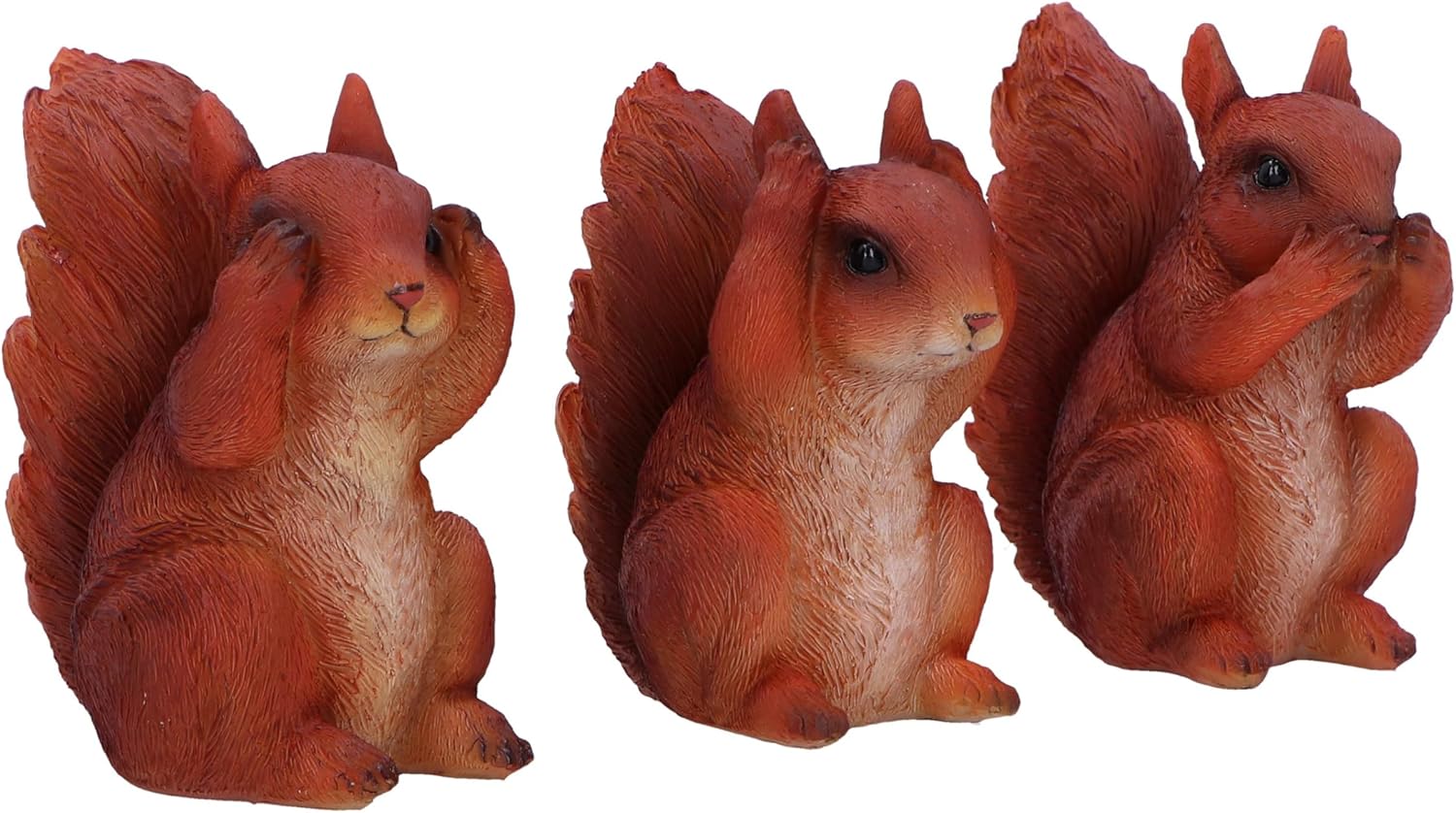 Nemesis Now Three Wise Squirrels 9cm, Resin, Red, Three Wise Red Squirrels, Occult Squirrels Figurine Trio Set, Squirrel Gift, Cast in the Finest Resin, Expertly Hand-Painted