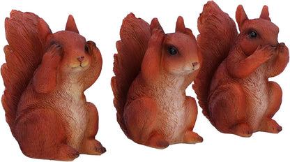Nemesis Now Three Wise Squirrels 9cm, Resin, Red, Three Wise Red Squirrels, Occult Squirrels Figurine Trio Set, Squirrel Gift, Cast in the Finest Resin, Expertly Hand-Painted