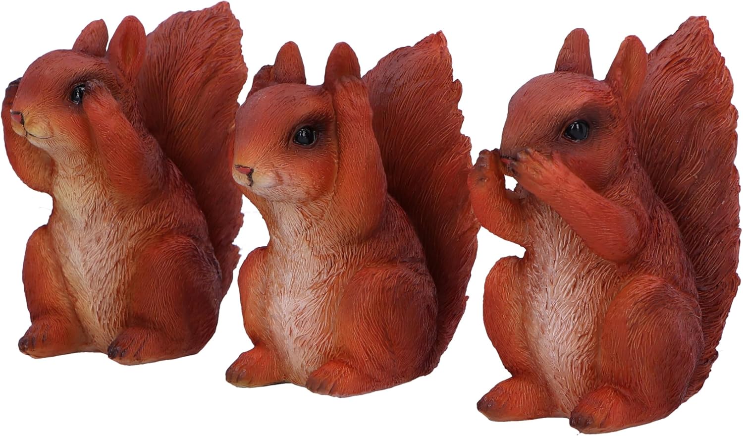 Nemesis Now Three Wise Squirrels 9cm, Resin, Red, Three Wise Red Squirrels, Occult Squirrels Figurine Trio Set, Squirrel Gift, Cast in the Finest Resin, Expertly Hand-Painted
