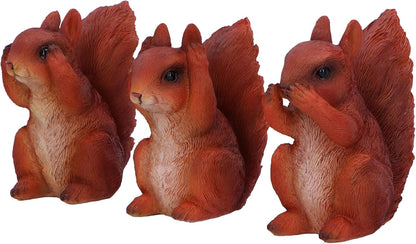 Nemesis Now Three Wise Squirrels 9cm, Resin, Red, Three Wise Red Squirrels, Occult Squirrels Figurine Trio Set, Squirrel Gift, Cast in the Finest Resin, Expertly Hand-Painted