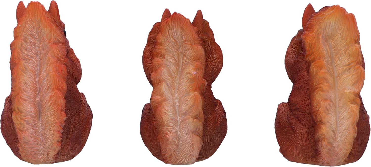 Nemesis Now Three Wise Squirrels 9cm, Resin, Red, Three Wise Red Squirrels, Occult Squirrels Figurine Trio Set, Squirrel Gift, Cast in the Finest Resin, Expertly Hand-Painted