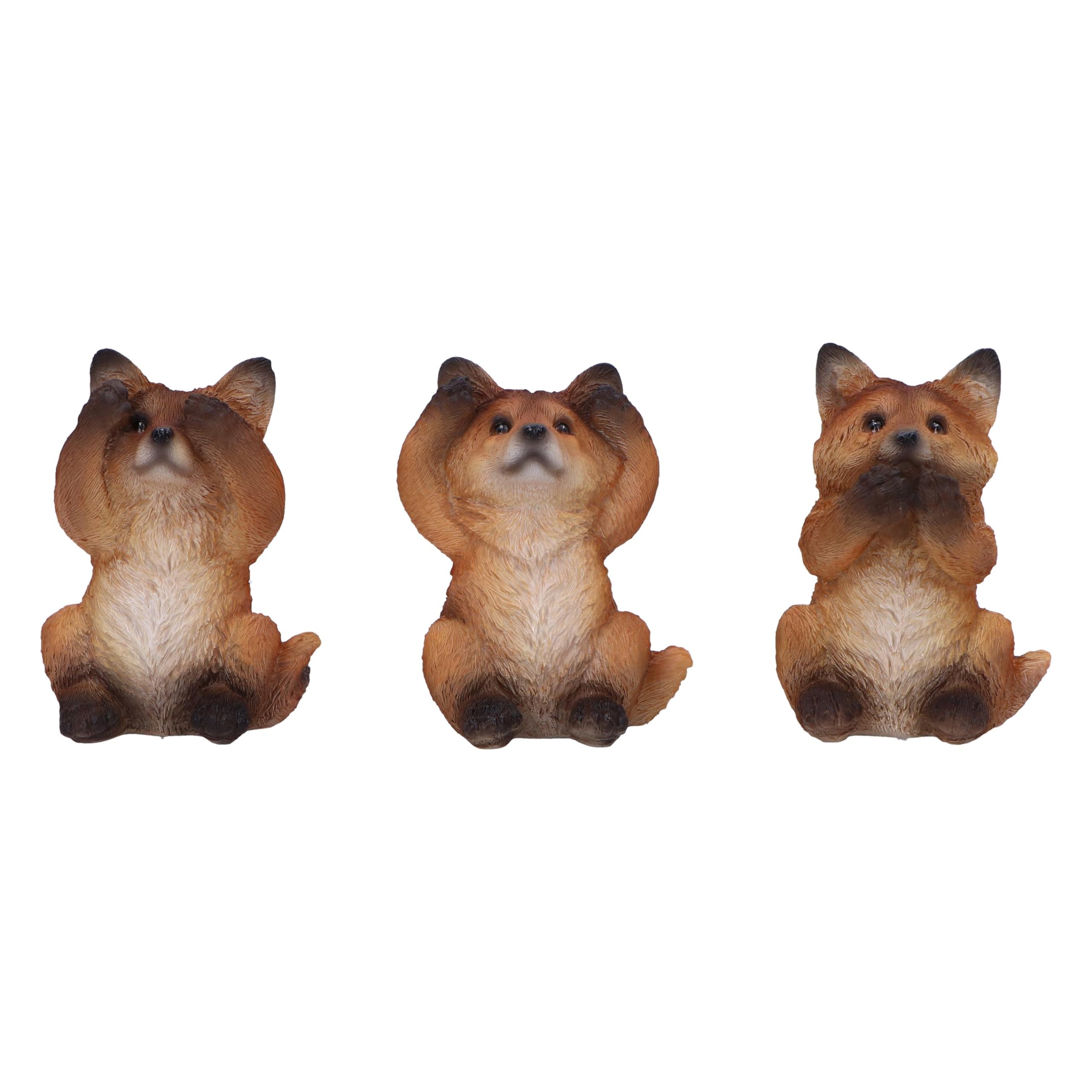 Nemesis Now Three Wise Foxes - Juego de trío de Figuras de Zorros Ocultos, 8,5 cm, Resina, marrón, Tres Zorros sabios, Regalo de Zorro, Fundido en la Mejor Resina, Pintado a Mano por Expertos