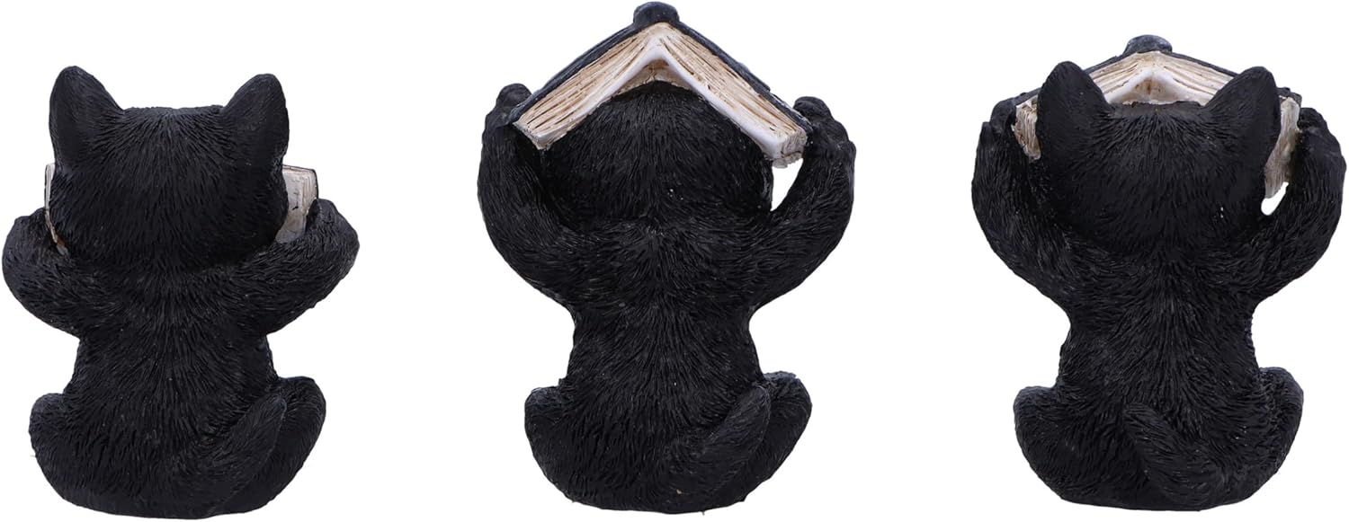 Nemesis Now Three Wise Spell Cats 8.5cm, Resin, Black, Three Wise Kitten Figurines, Occult Kittens Figurine Trio Set, Cat Merchandise, Cast in the Finest Resin, Expertly Hand-Painted