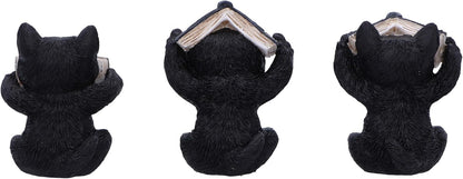 Nemesis Now Three Wise Spell Cats 8.5cm, Resin, Black, Three Wise Kitten Figurines, Occult Kittens Figurine Trio Set, Cat Merchandise, Cast in the Finest Resin, Expertly Hand-Painted