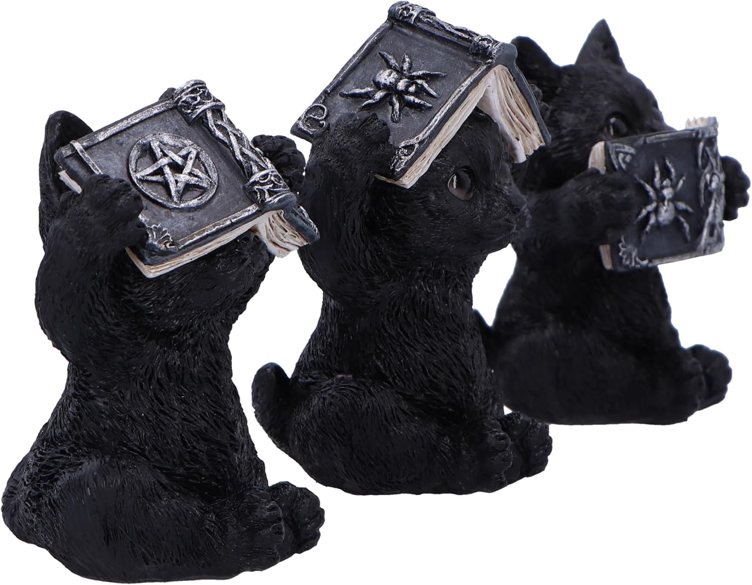 Nemesis Now Three Wise Spell Cats 8.5cm, Resin, Black, Three Wise Kitten Figurines, Occult Kittens Figurine Trio Set, Cat Merchandise, Cast in the Finest Resin, Expertly Hand-Painted