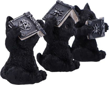 Nemesis Now Three Wise Spell Cats 8.5cm, Resin, Black, Three Wise Kitten Figurines, Occult Kittens Figurine Trio Set, Cat Merchandise, Cast in the Finest Resin, Expertly Hand-Painted