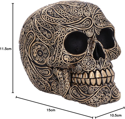 Nemesis Now Paisley Skull 11.5cm, Resin, Black and Gold, Paisley Pattern Skull Ornament, Macabre Home Décor, Cast in the Finest Resin, Expertly Hand-Painted
