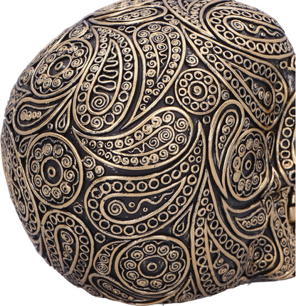Nemesis Now Paisley Skull 11.5cm, Resin, Black and Gold, Paisley Pattern Skull Ornament, Macabre Home Décor, Cast in the Finest Resin, Expertly Hand-Painted