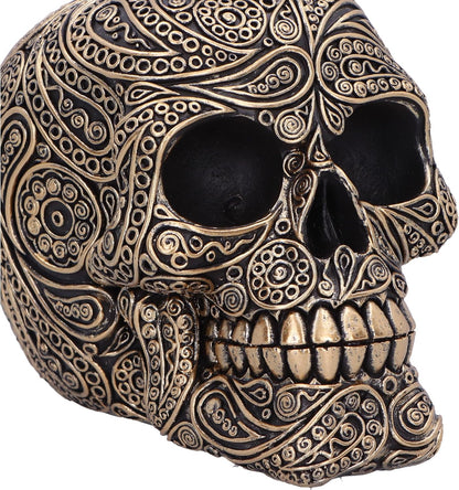 Nemesis Now Paisley Skull 11.5cm, Resin, Black and Gold, Paisley Pattern Skull Ornament, Macabre Home Décor, Cast in the Finest Resin, Expertly Hand-Painted