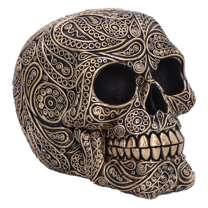 Nemesis Now Paisley Skull 11.5cm, Resin, Black and Gold, Paisley Pattern Skull Ornament, Macabre Home Décor, Cast in the Finest Resin, Expertly Hand-Painted