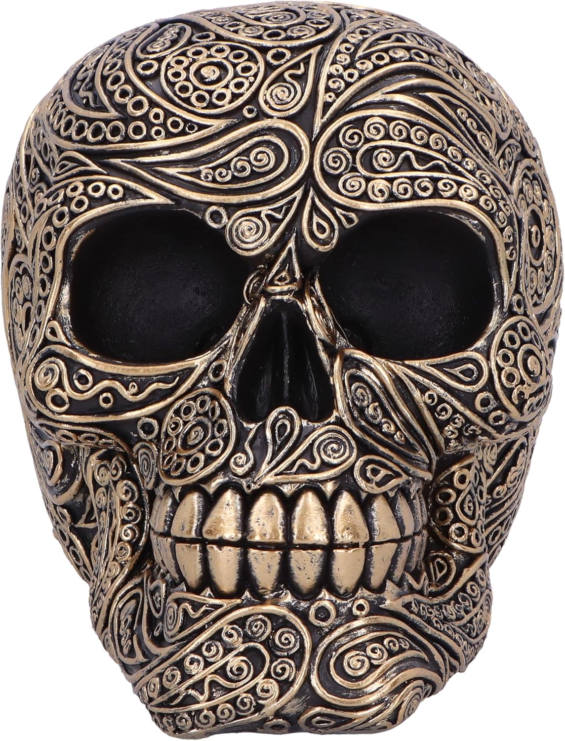 Nemesis Now Paisley Skull 11.5cm, Resin, Black and Gold, Paisley Pattern Skull Ornament, Macabre Home Décor, Cast in the Finest Resin, Expertly Hand-Painted