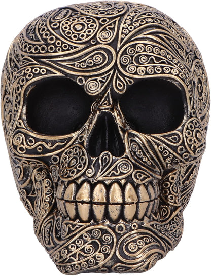 Nemesis Now Paisley Skull 11.5cm, Resin, Black and Gold, Paisley Pattern Skull Ornament, Macabre Home Décor, Cast in the Finest Resin, Expertly Hand-Painted