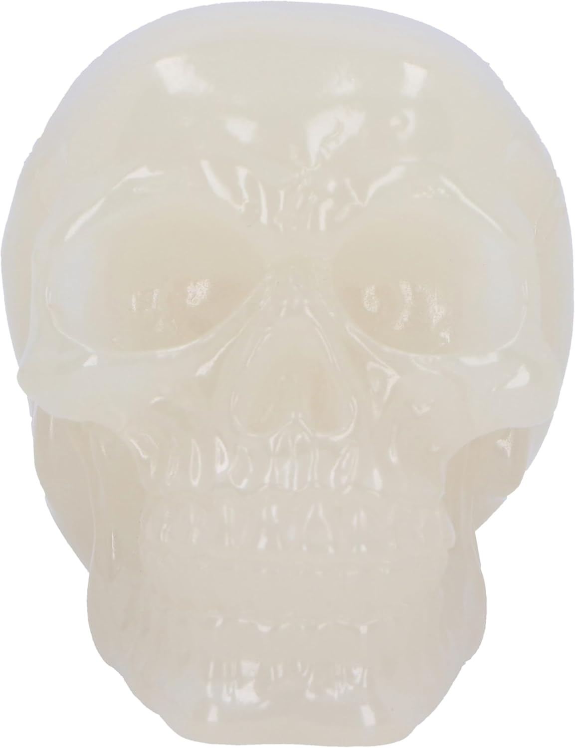 Nemesis Now Phosphorescent Skull 8cm, Medium, Resin, White, Glow in the Dark Skull Ornament, Luminous Green Glowing Skull, Macabre Home Décor, Cast in the Finest Resin