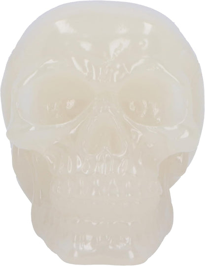 Nemesis Now Phosphorescent Skull 8cm, Medium, Resin, White, Glow in the Dark Skull Ornament, Luminous Green Glowing Skull, Macabre Home Décor, Cast in the Finest Resin