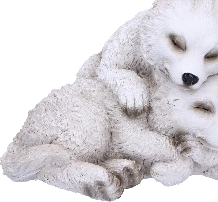 Nemesis Now Figura de Cachorro de Lobo dormilón de 14 cm, Resina, Blanco, Figura de Tres Lobos bebés, Adorno de trío de Lobos Blancos, artículos de Regalo coleccionables, Fundido en la Mejor Resina