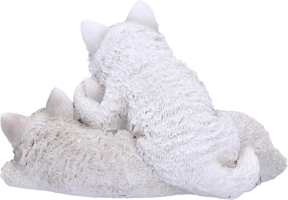 Nemesis Now Figura de Cachorro de Lobo dormilón de 14 cm, Resina, Blanco, Figura de Tres Lobos bebés, Adorno de trío de Lobos Blancos, artículos de Regalo coleccionables, Fundido en la Mejor Resina