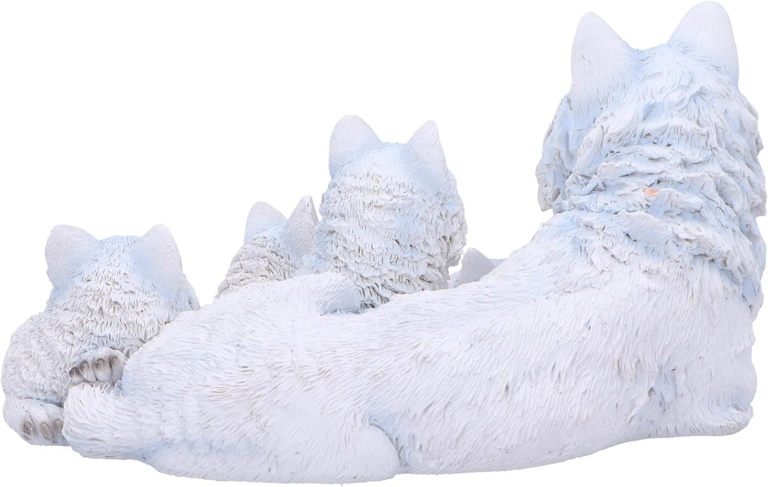 Nemesis Now Pups Protection Figurine 20.5cm, Resin, White, Wolf Babies and Mother Figure, White Wolf Mother Family Ornament, Collectable Wolf Giftware, Cast in the Finest Resin, Expertly Hand-Painted