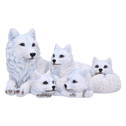 Nemesis Now Pups Protection Figurine 20.5cm, Resin, White, Wolf Babies and Mother Figure, White Wolf Mother Family Ornament, Collectable Wolf Giftware, Cast in the Finest Resin, Expertly Hand-Painted