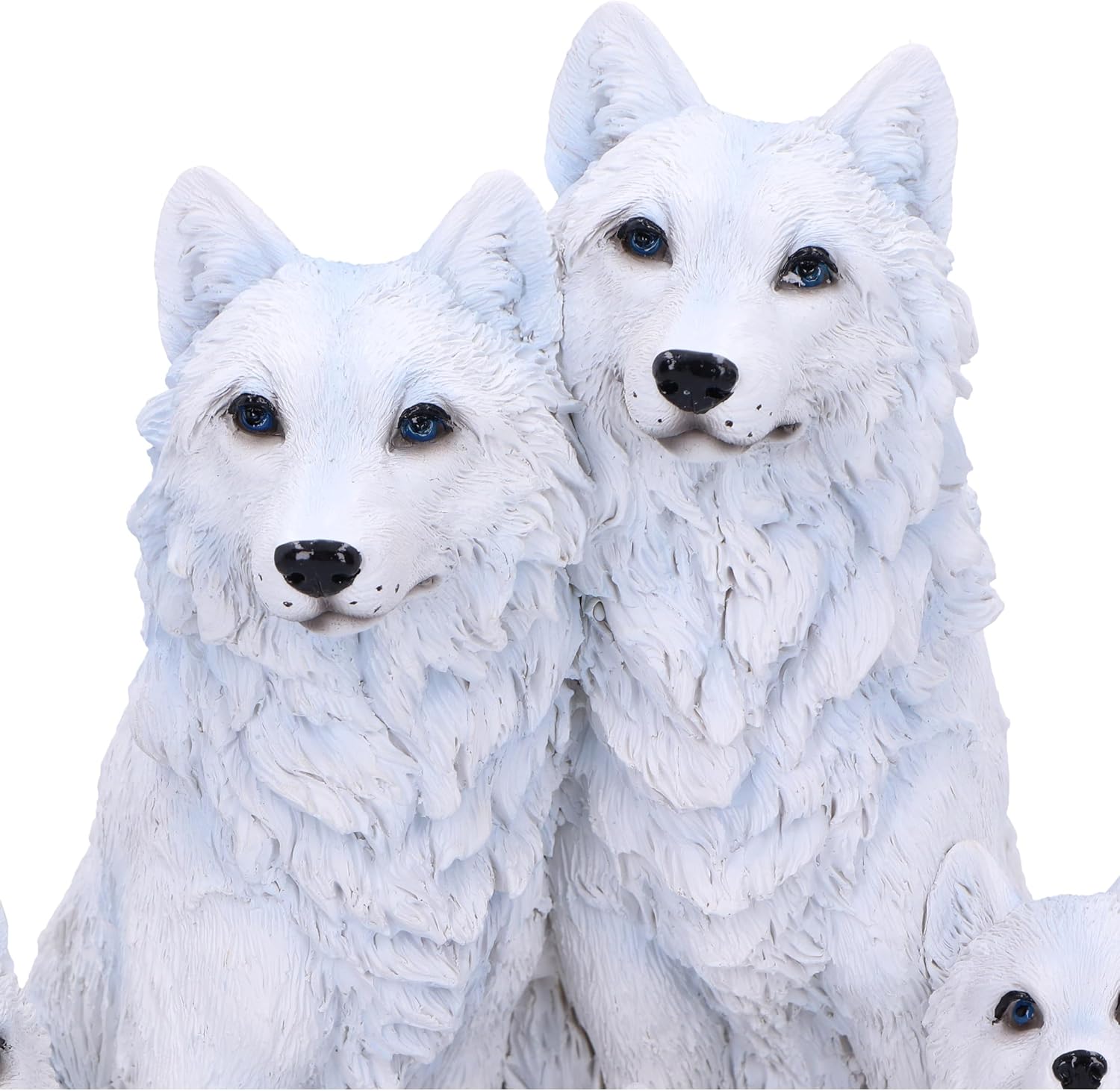 Nemesis Now Figura de Cachorro Protegido, 19 cm, Resina, Blanco, Figura de la Familia de Lobos, Adorno de la Familia de Lobos Blancos, artículos de Regalo coleccionables, Fundido en la Mejor Resina
