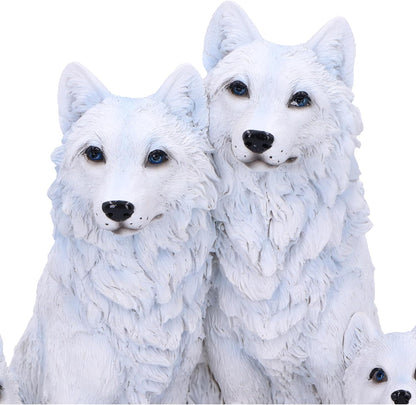 Nemesis Now Figura de Cachorro Protegido, 19 cm, Resina, Blanco, Figura de la Familia de Lobos, Adorno de la Familia de Lobos Blancos, artículos de Regalo coleccionables, Fundido en la Mejor Resina