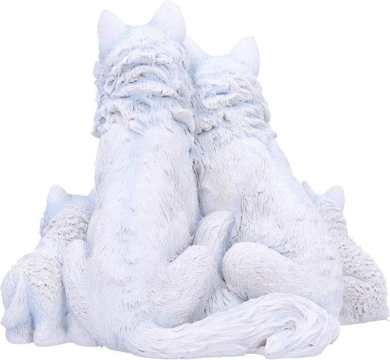 Nemesis Now Figura de Cachorro Protegido, 19 cm, Resina, Blanco, Figura de la Familia de Lobos, Adorno de la Familia de Lobos Blancos, artículos de Regalo coleccionables, Fundido en la Mejor Resina