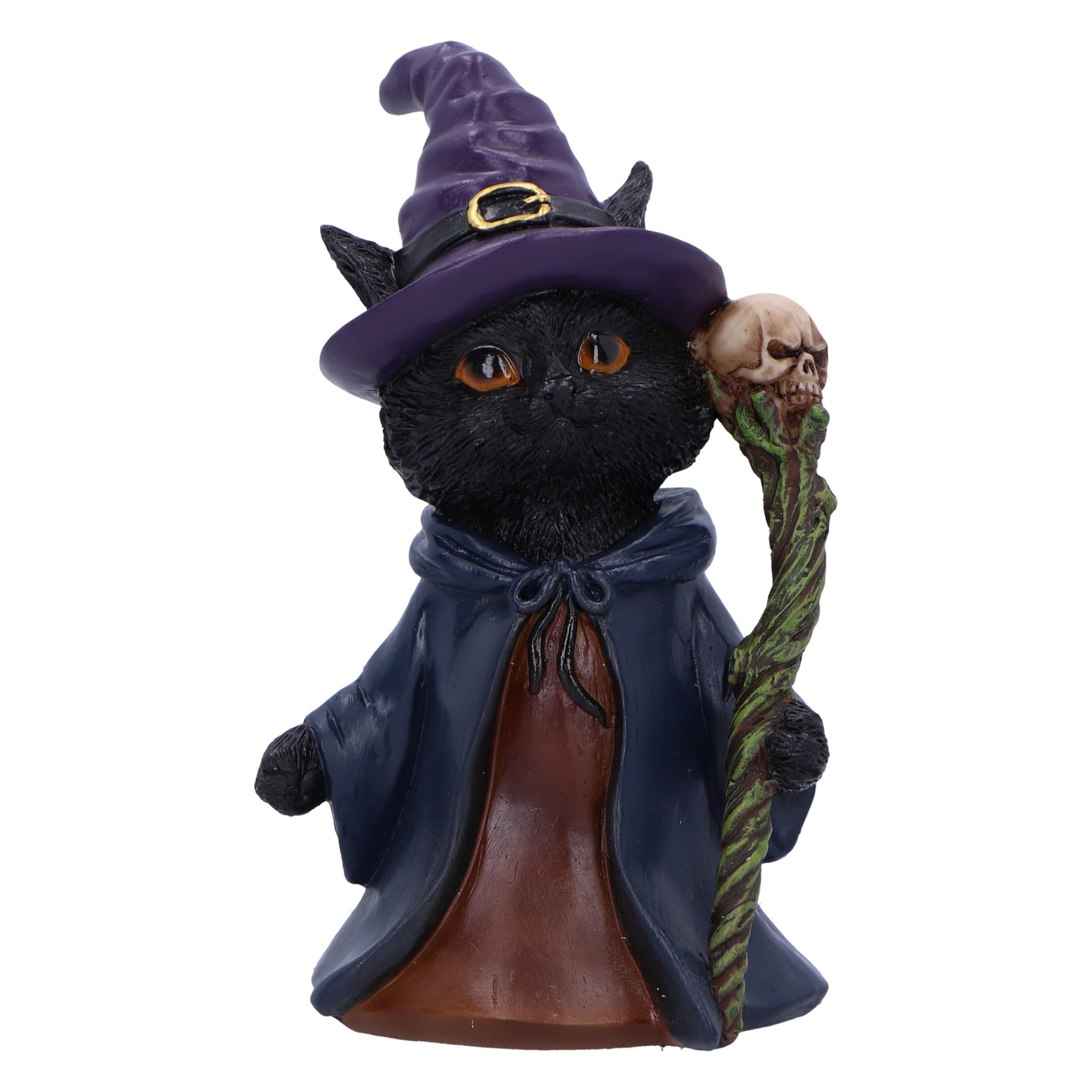 Nemesis Now Whiskered Wizard 14cm, Resin, Black, Cat Figure, Black Cat Ornament, Collectable Cat Giftware, Cast in the Finest Resin, Expertly Hand-Painted