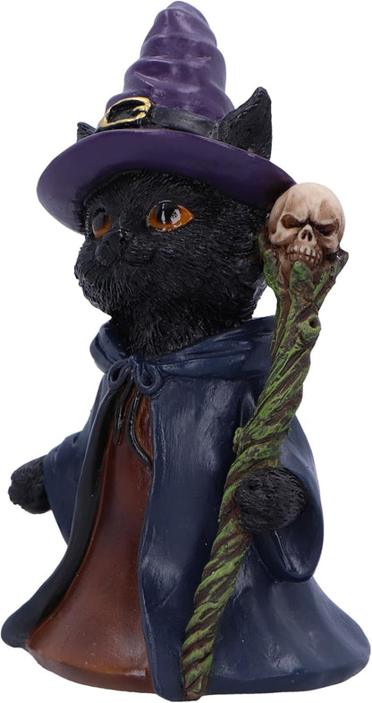 Nemesis Now Whiskered Wizard 14cm, Resin, Black, Cat Figure, Black Cat Ornament, Collectable Cat Giftware, Cast in the Finest Resin, Expertly Hand-Painted