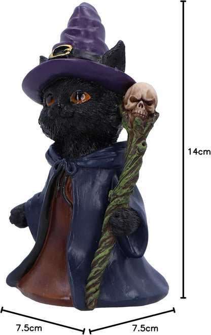 Nemesis Now Whiskered Wizard 14cm, Resin, Black, Cat Figure, Black Cat Ornament, Collectable Cat Giftware, Cast in the Finest Resin, Expertly Hand-Painted