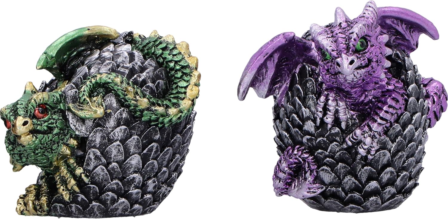 Nemesis Now Eggling Hoard 5cm, Resin, Silver, Dragon Figure, Silver Dragon Ornament, Collectable Dragon Giftware, Cast in the Finest Resin, Expertly Hand-Painted