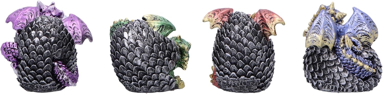 Nemesis Now Eggling Hoard 5cm, Resin, Silver, Dragon Figure, Silver Dragon Ornament, Collectable Dragon Giftware, Cast in the Finest Resin, Expertly Hand-Painted