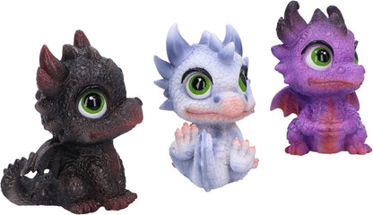 Nemesis Now Little Hordlings (Set of 3) 7cm, Resin, Black/White/Purple, 3 Baby Dragon Figures, Adorable Dragonling Figures, Collectable Dragon Giftware, Cast in the Finest Resin, Expertly Hand-Painted